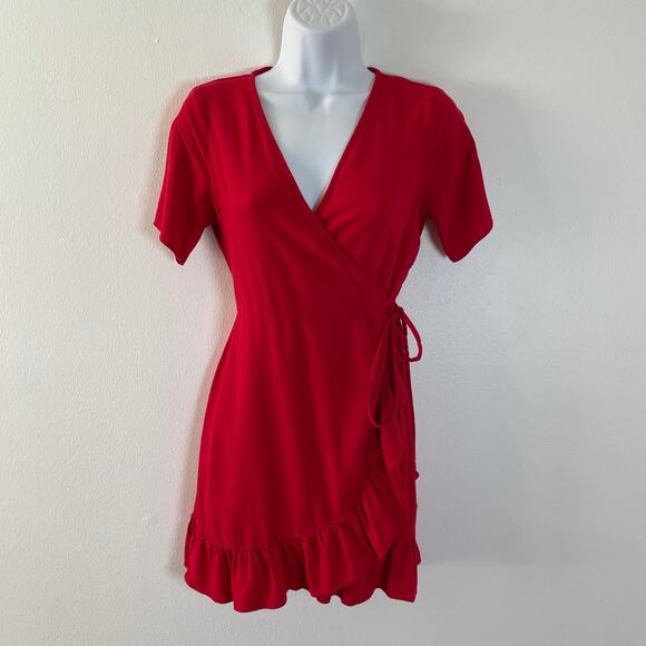The Lady and The Sailor Wrap Dress XS Small 1 Red Ruffle Classic Lightweight - Picture 1 of 8